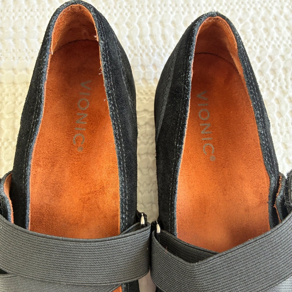 Vionic Shelby Mary Jane Black Suede Flat Hook and Loop Comfort Classic Women 8.5 - Picture 10 of 11
